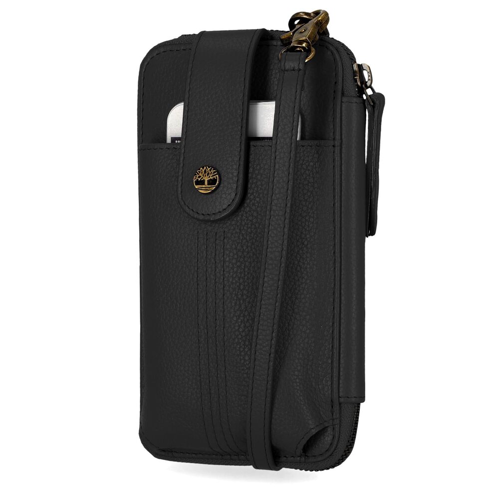 6968 RFID Leather Phone Crossbody Wallet Bag, Black Pebble, One Size